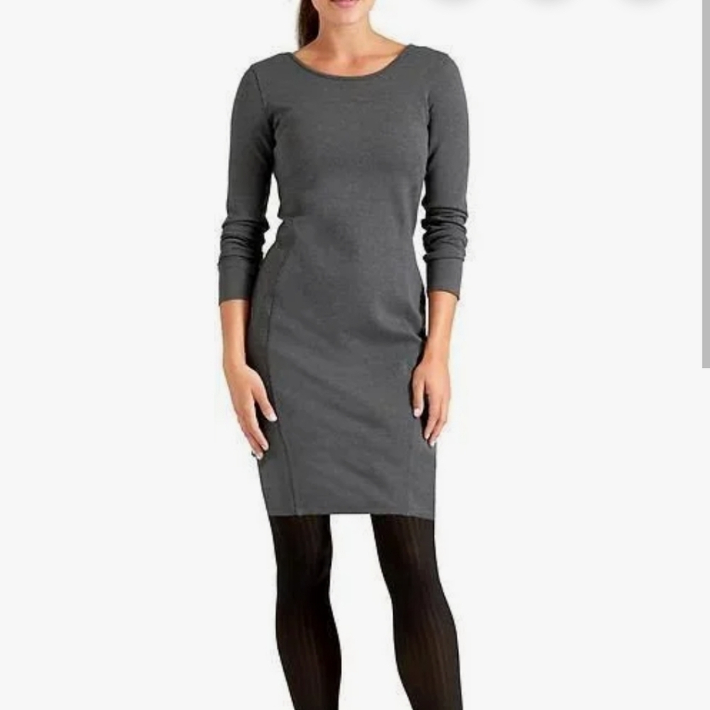 Athleta Illusion Dress Long Sleeve Bodycon Heather Gray Sz Small
